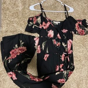 Long Black Dress w/ pink flowers
